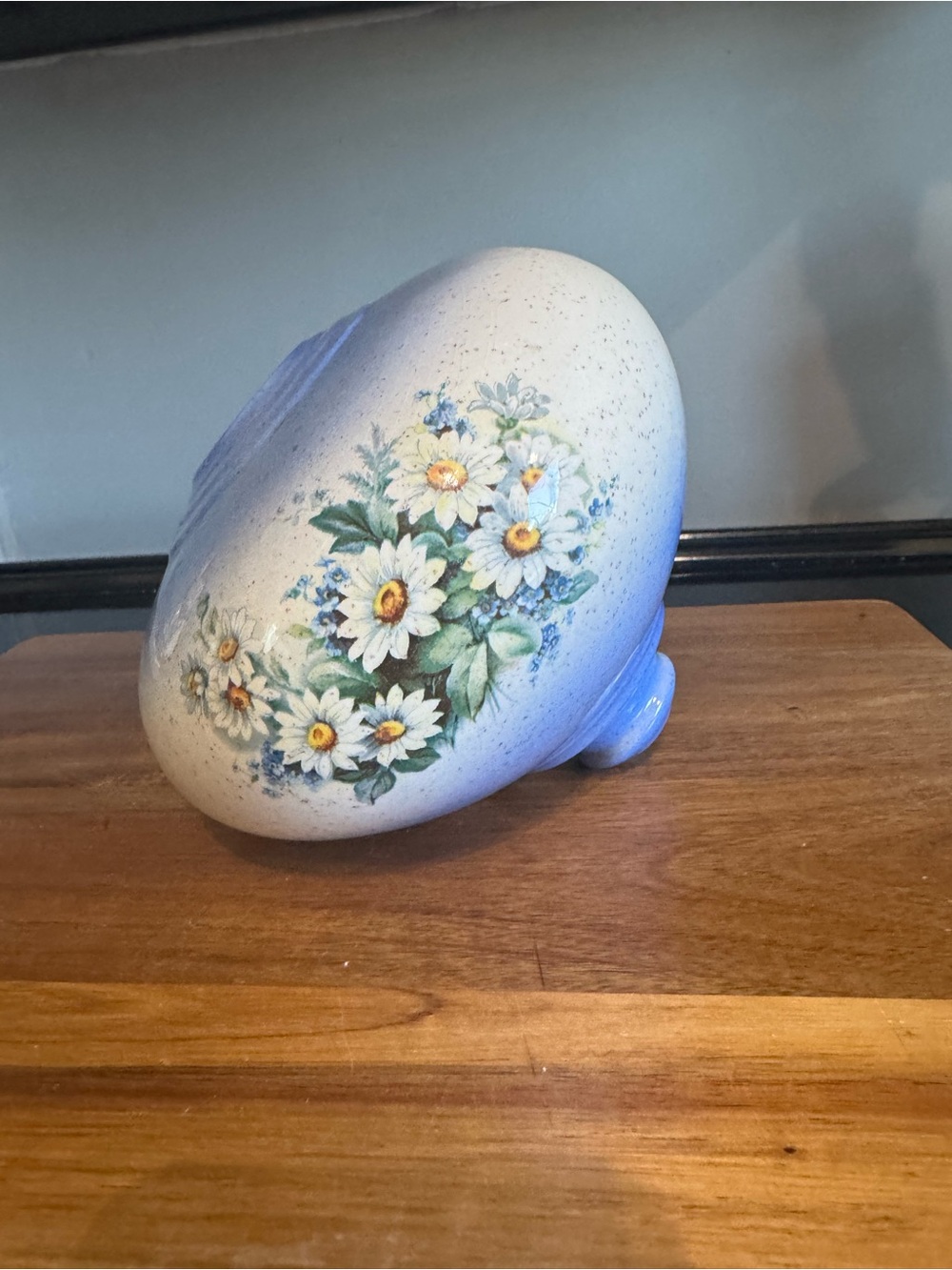 Hand-Painted Floral Ceramic Decorative hurricane lamp, part- White and Blue